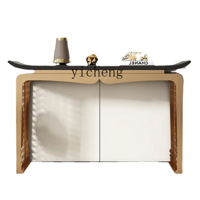 

Новый стол для прихожей Zc в китайском стиле из нержавеющей стали с полосками, стол для гостиной, настенный коридор