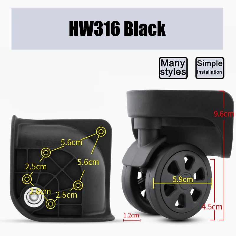 For MUSIC TRAVELS HW316 Universal Wheel Replacement Suitcase Smooth Silent Shock Absorbing Wheel Accessories Wheels Casters