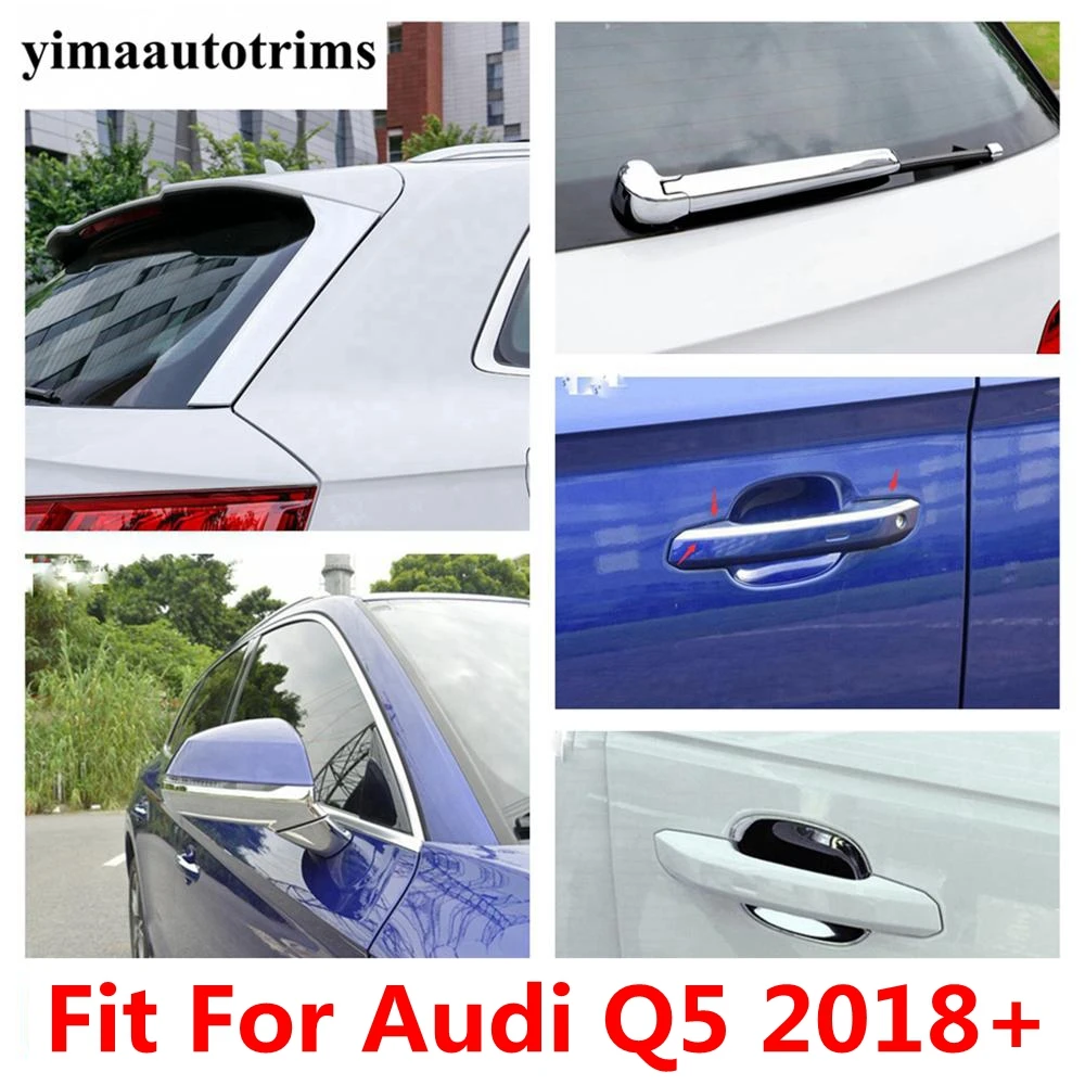 

Car Door Handle Bowl / Rear Window Wiper / Rearview Mirror Cover Trim For Audi Q5 2018 - 2023 ABS Chrome Accessories Exterior