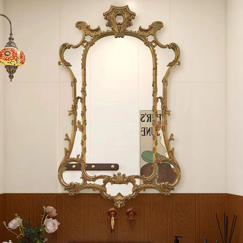 

French retro fireplace mirror decorative mirror European bathroom mirror wash wall hanging
