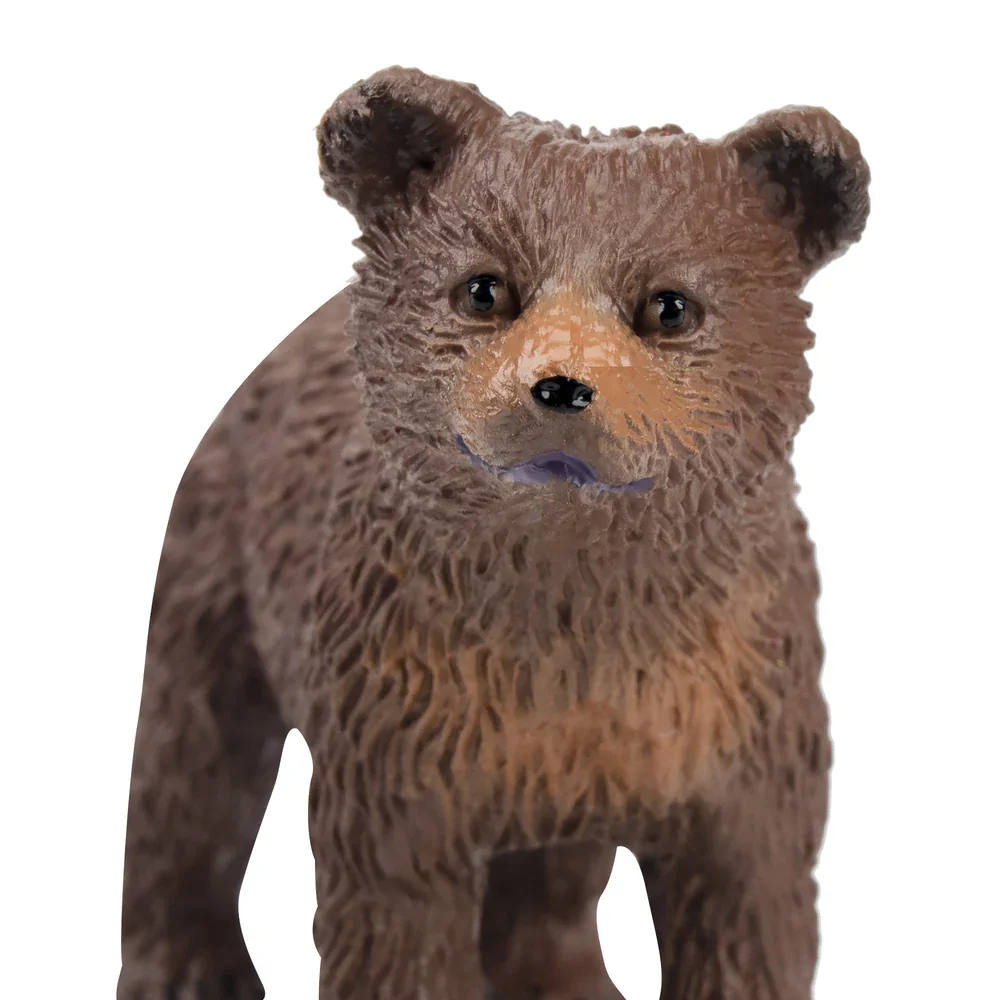 Toymany simulação em pé urso marrom filhote vida selvagem modelo animal brinquedo mini figuras bonecas estatuetas de ação brinquedos crianças presente