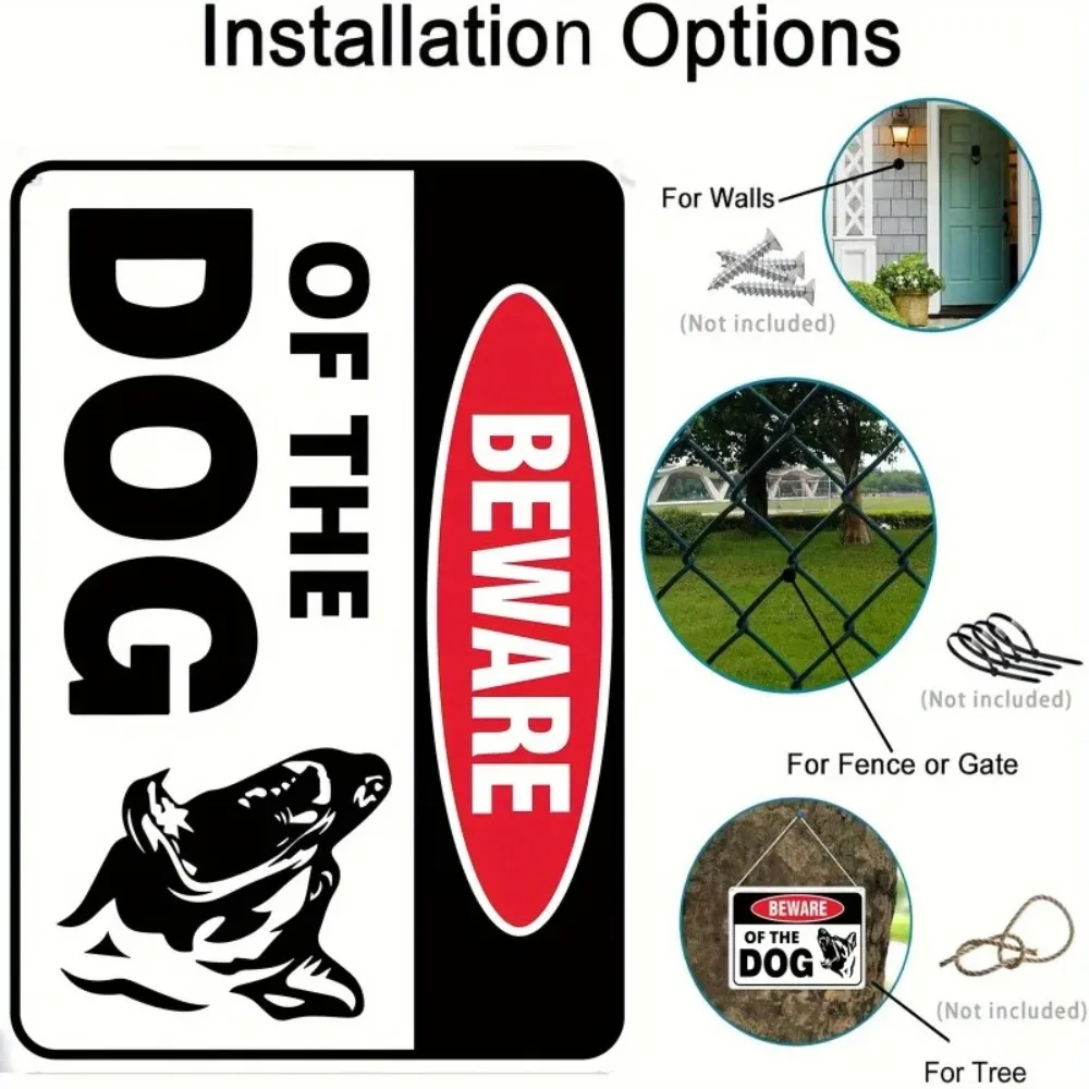 Beware Of The Dog Warning Tin Sign - Vintage Durable Metal Plaque Wall Decor, Home Office Bar Man Cave Wall Art