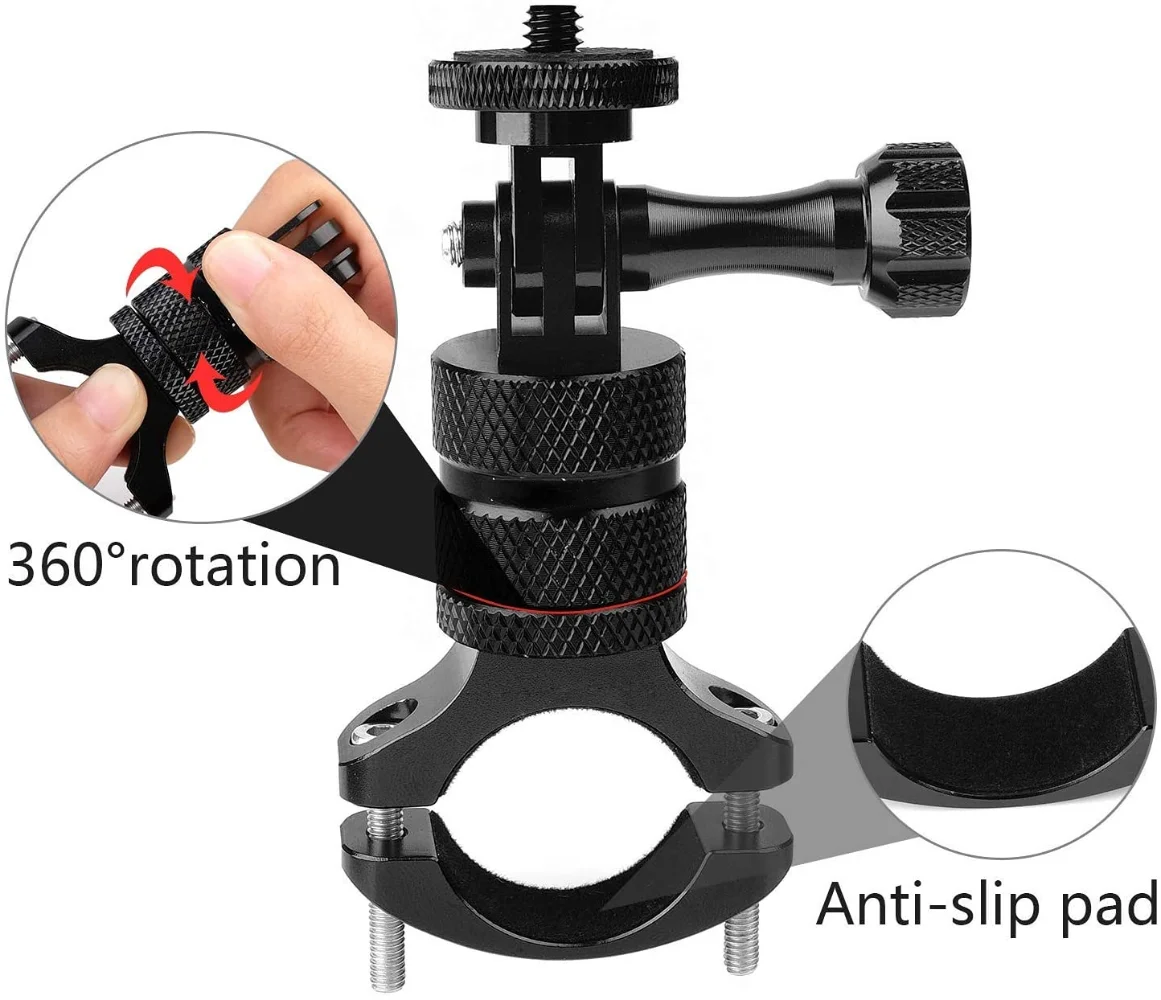 Bike Mount Camera Handlebar 360 Degree Rotation Bike Camera Mount for Mountain Bicycle/Motorcycle for Gopro Hero 11 10 9 8 7 6 5