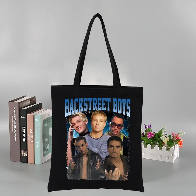 Backstreet Boys World BSB Music Band Fashion Shopping Black Bags Canvas Tote Bag Mom Reusable Cloth Bag Handbag Shoulder Bags