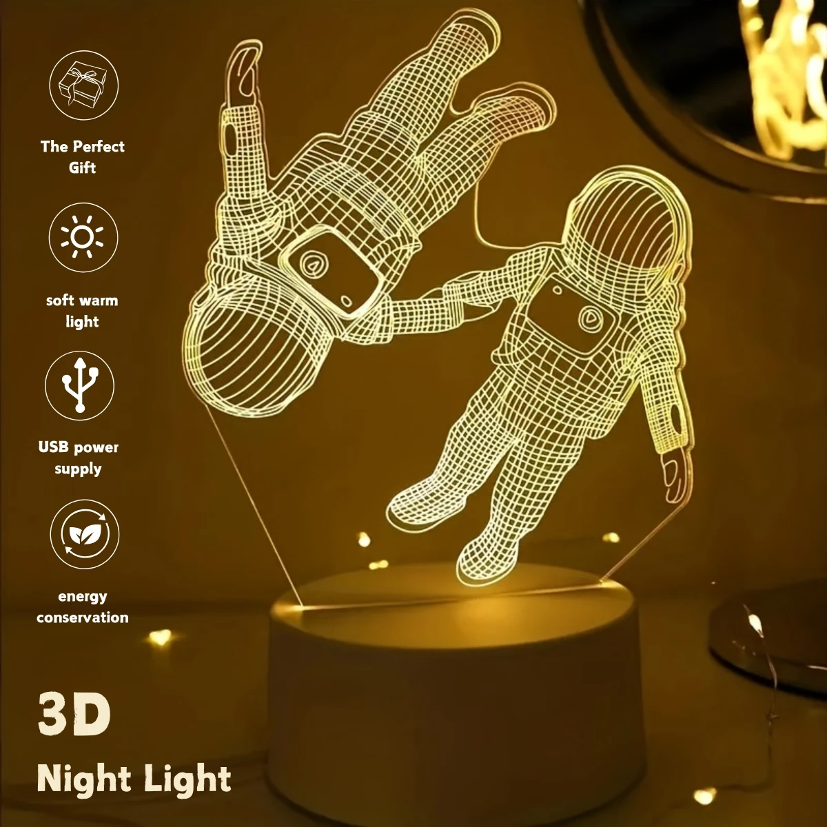 

3D astronaut night light LED bedside lamp for room decoration, a unique gift for birthdays and Christmas, perfect for home decor