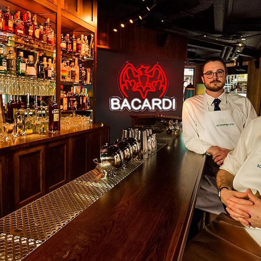 لافتة باكاردي رم النيون، تستخدم لديكور جدار البار، تعمل بمنفذ USB مع مفتاح، والنوادي، والتجمعات العائلية، وغرف النوم، وديكور الكهوف للرجال.