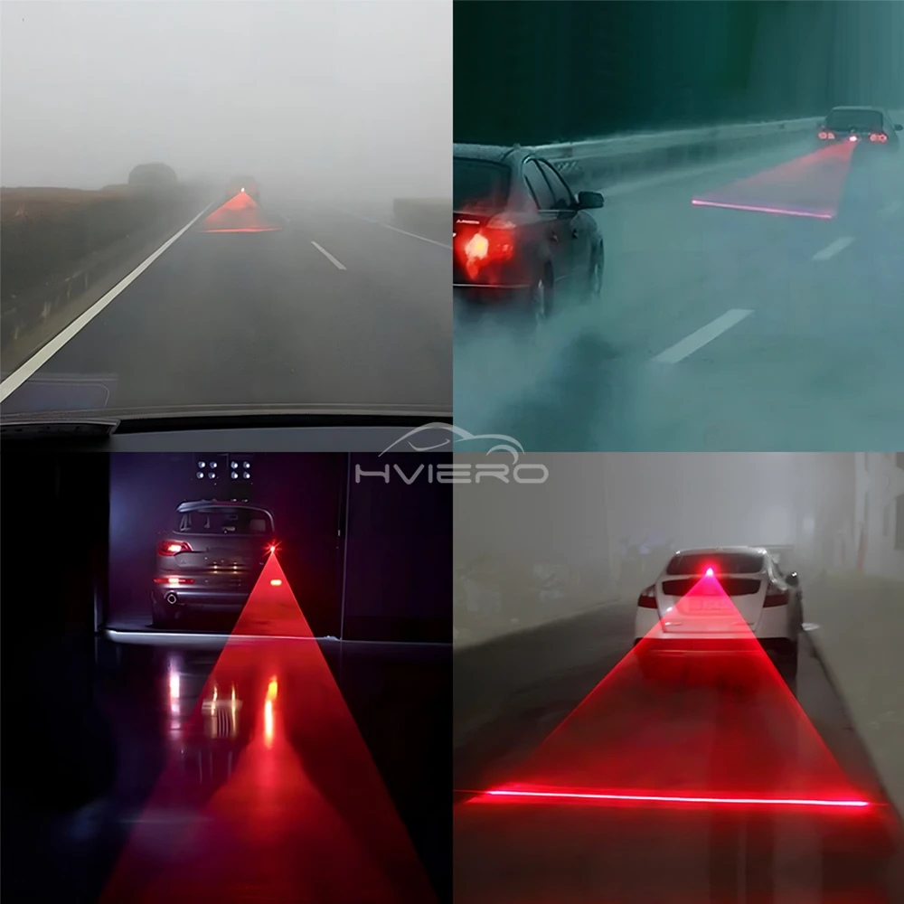 Car Led Anti Collision Light 12V Warning Brake Parking Rearing Auto Tail Laser Fog Lamp Red Trunk Strobe Bulb LED Decor Distance