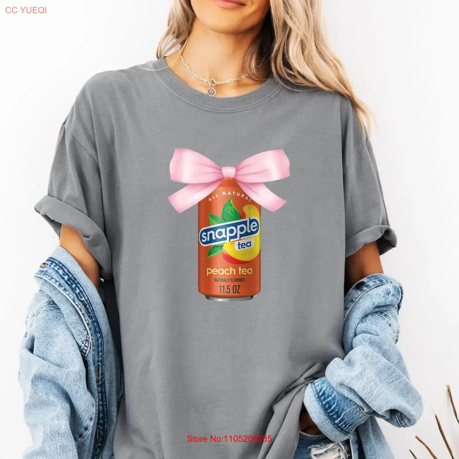 Snapple Tea Bow Camiseta Ice Pink Coquette SweaT Moda Lindo vintage Lavado Cómodo Versátil Moda unisex Transpirable