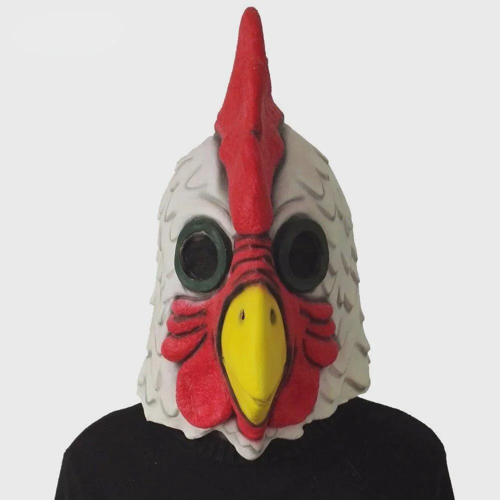 

Mascaras Para Halloween White Latex Rooster Adults Mad Chicken Cockerel Mask Scary Funny Masquerade Cosplay Mask Party Mask