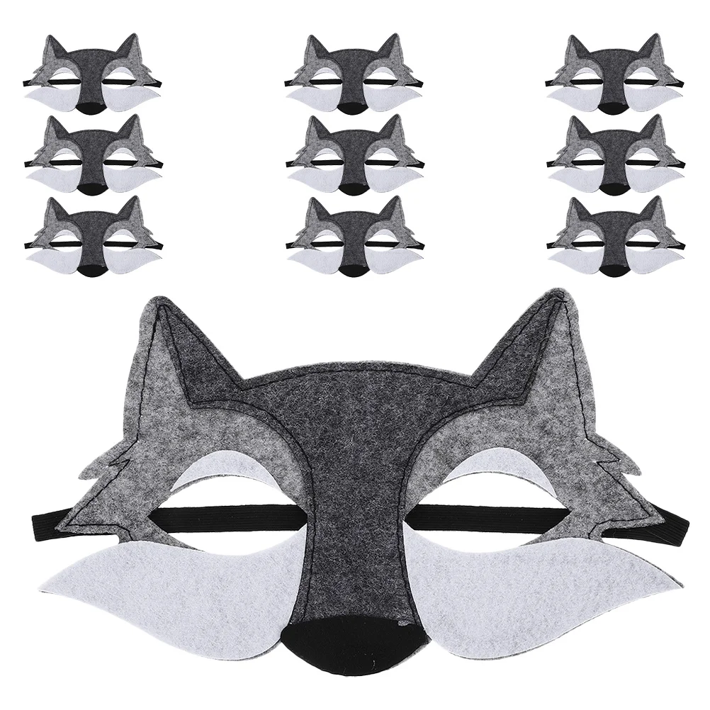 10 pezzi lupo feltro mezza maschera costume di Halloween forniture per feste di animali accessori cosplay in maschera maschera lupo di Halloween