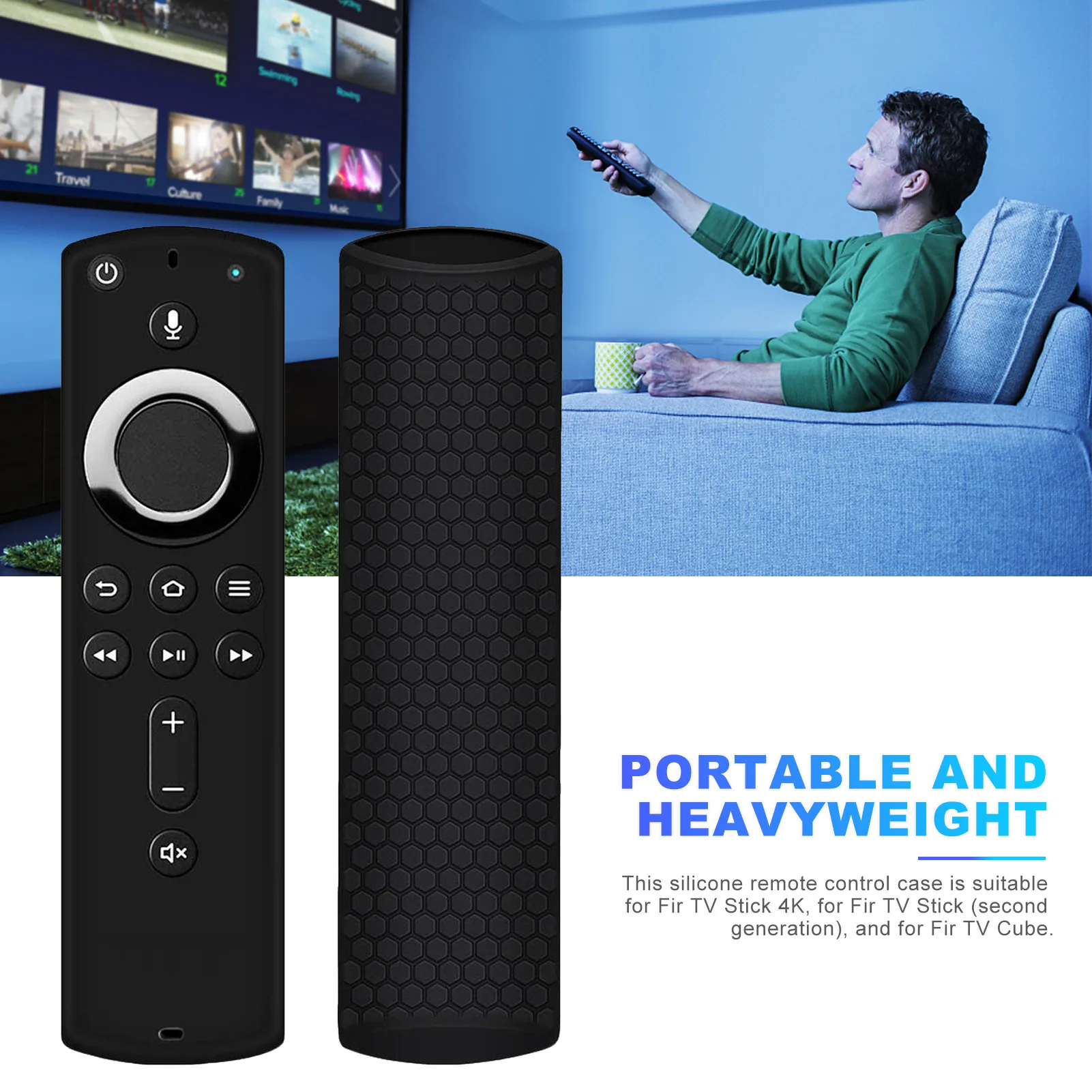 Luminous Silicone TV Controle Remoto Capa Protetora Stick | Shockproof & Anti-Slip Protective Remote Control Sleeve