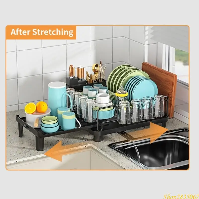 Kitchen Storage Answer Highlighting Two Layer Metal Dish Rack And Double Area Effluent 831F