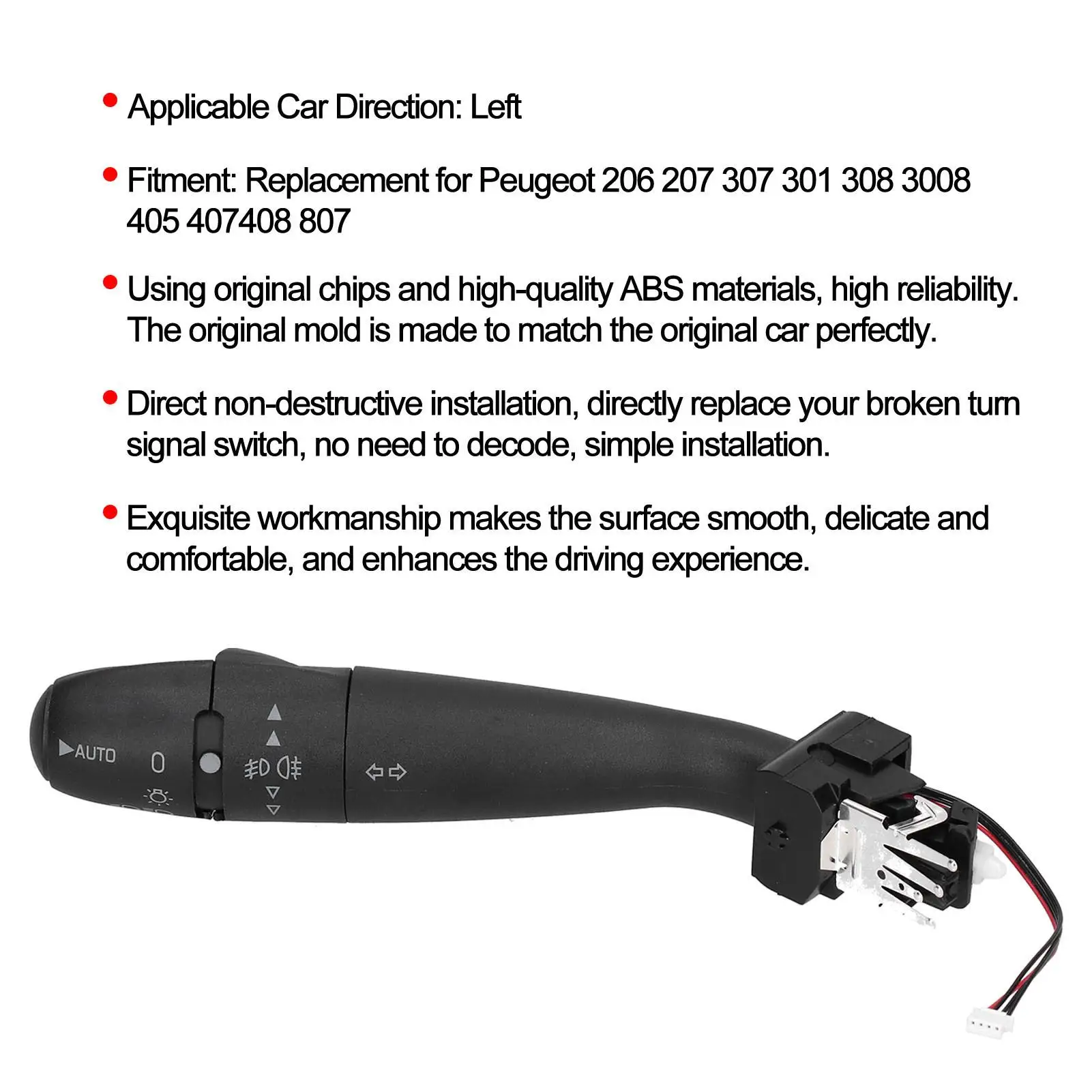 Interruttore indicatore di direzione per auto sostituzione sinistra per Peugeot 206 207 307 308 3008 405 407408 807 indicatore di segnale gambo