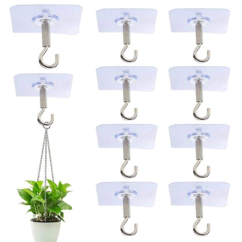 1-10pcs Adhesive Ceiling Hooks Stainless Steel Hangers Storage Holder Bathroom Dropsale