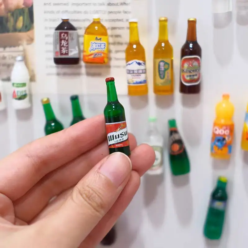 Three-dimensional mini small bottle beverage and alcohol refrigerator sticker for home decoration magnet