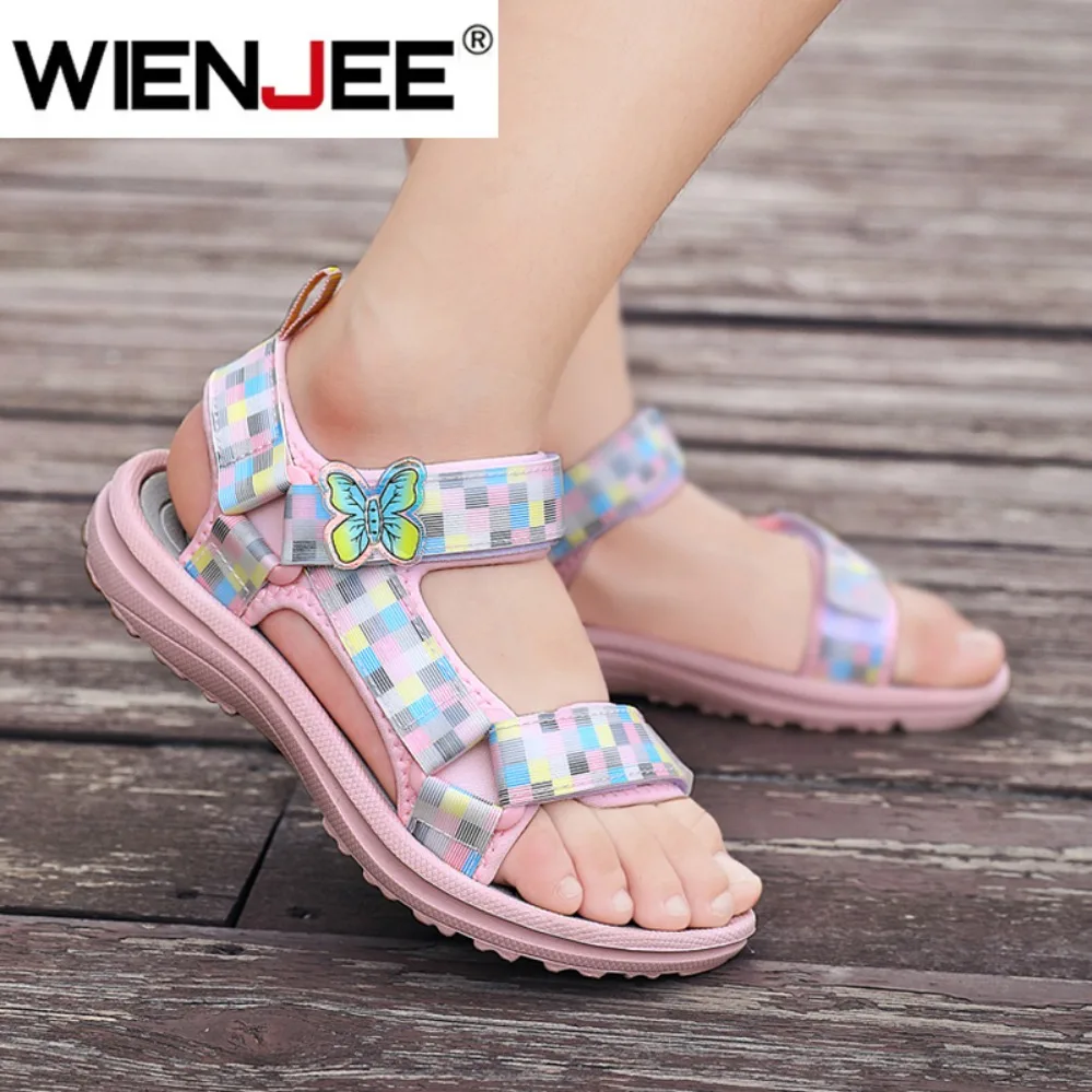 

Милые розовые сандалии на мягкой подошве для девочек, летние дышащие детские спортивные сандалии, уличная пляжная обувь, размер для прогулок 25-38