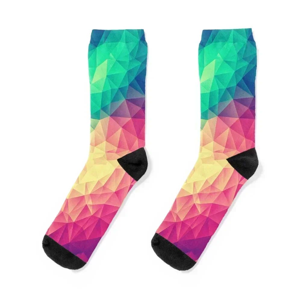 

Abstract Polygon Multi Color Cubism Low Poly Triangle Pride / LGBT Design Socks cute loose Woman Socks Men's