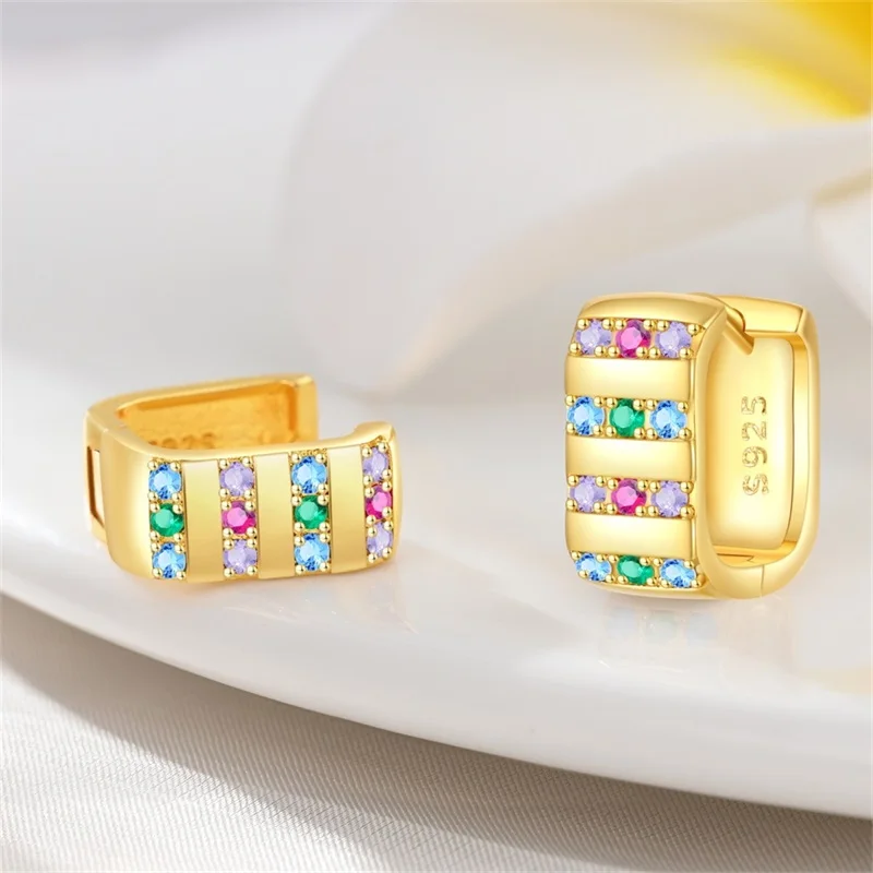 Noble Golden Earrings For Women 925 Silver Round Square Bee Ladybug Koi Earrings Elegant Wedding Engagement Party Jewelry