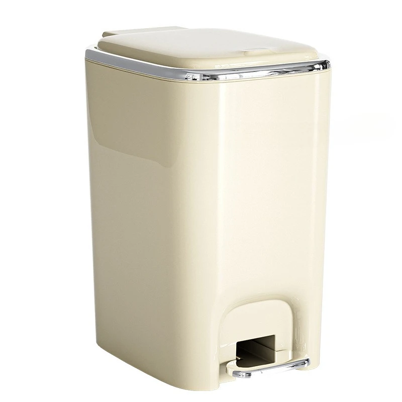 Large‑Capacity Foot‑Pedal Household Trash Can, Hands‑Free Step Garbage Bin with Lid, Practical Waste Paper Basket for Kitchen,