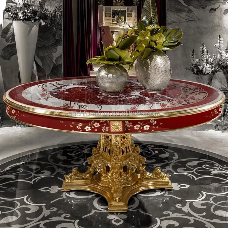 Gold Carved Inlay Dining Table With Burr Walnut Veneer In Biedermeier Style For Peerless Sumptuous Magnificent