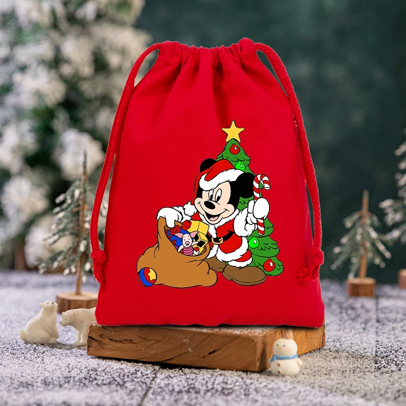 ميكي ميني ماوس قماش الرباط أكياس لطيف الكرتون عيد الميلاد الحلوى الهدايا كيس التخزين موضة عيد الميلاد جيوب المحمولة