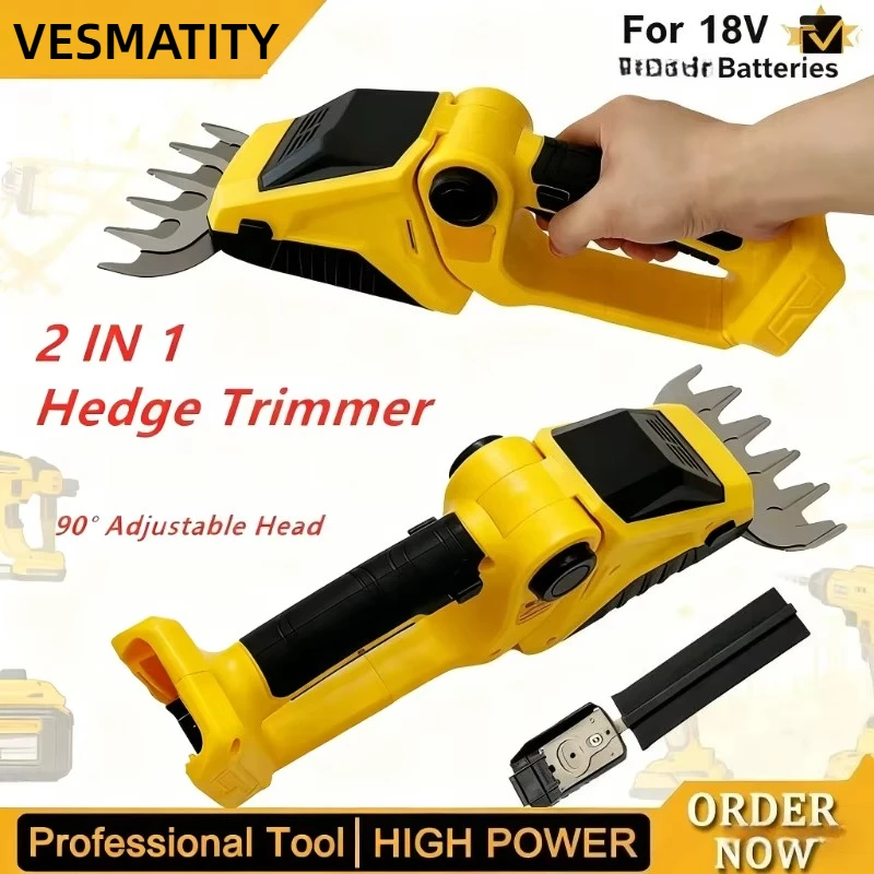 2 IN 1 Cordless Hedge Trimmer Handheld Household Shrub Weeding Pruning Mower Garden Tools For18V-20V  Battery