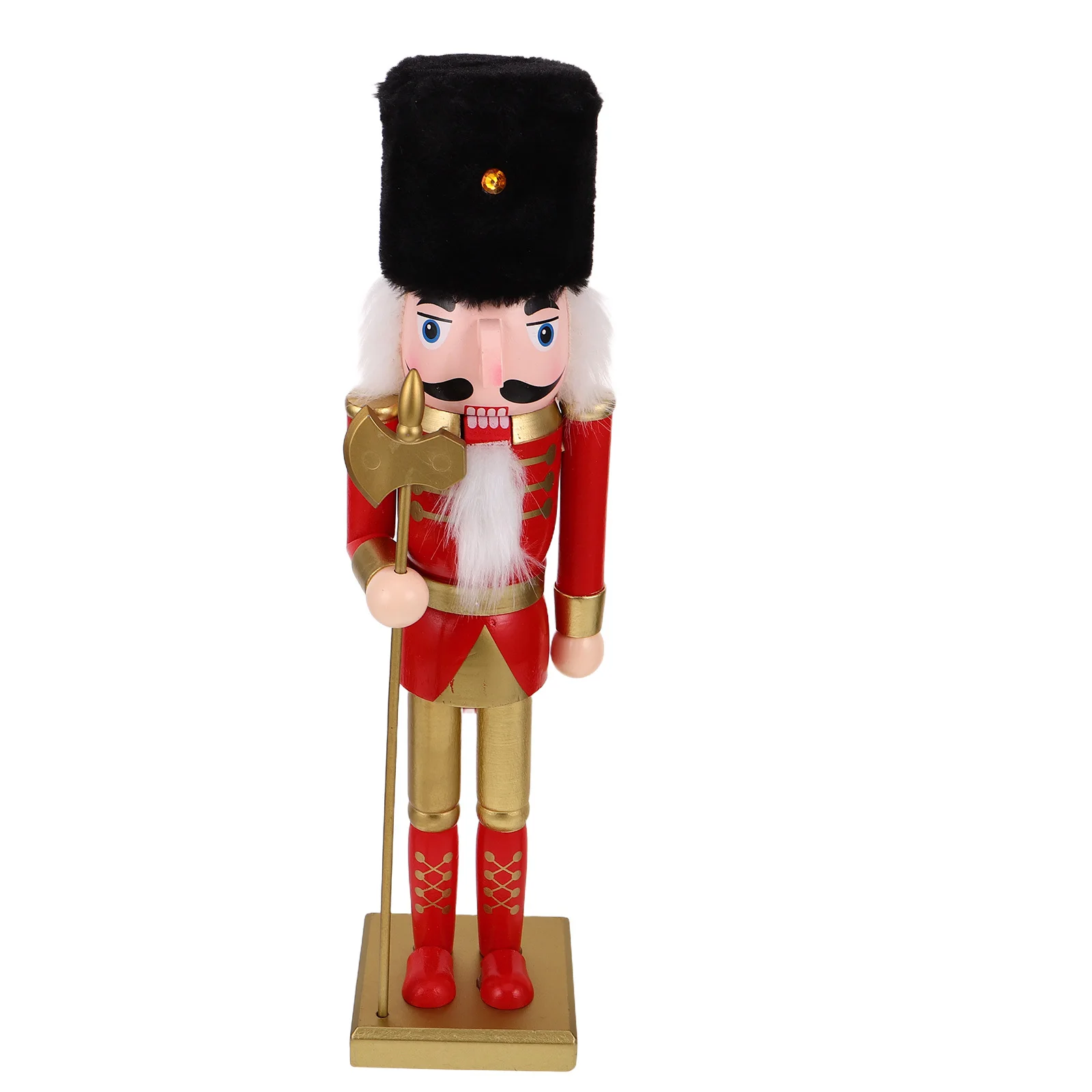 

38Cm Standing Wooden Nutcracker - German Design Holiday Decor - 15 Inch Christmas Centerpiece - Mantel Tabletop Decoration