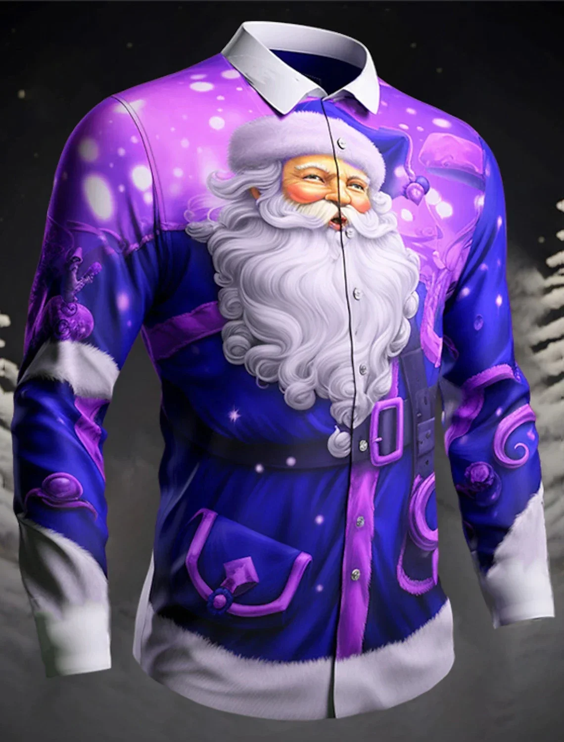 Dress up men's shirt printed Christmas classic Santa Claus style long sleeved fashionable high-end men's shirt for street play,