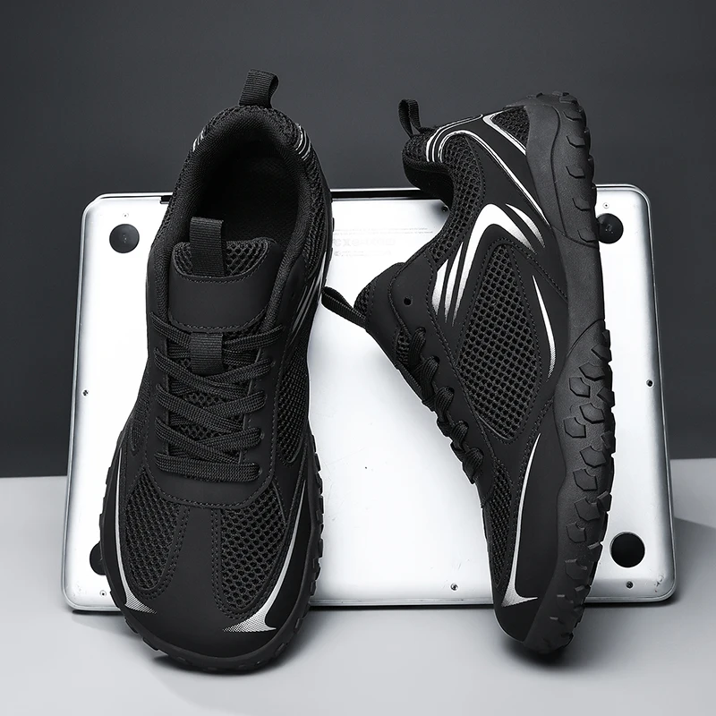 

Unisex Couple Non Slip Rubber Sole Casual Shoes Breathable Mesh Wide Toe Box Lightweight Outdoor Walking Sneakers