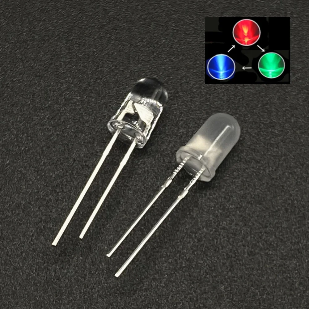 Good Quality F5 5mm Fast/Slow RGB Flash Red Green Blue Rainbow Multi Color Light Emitting Diode Round LED Full Color