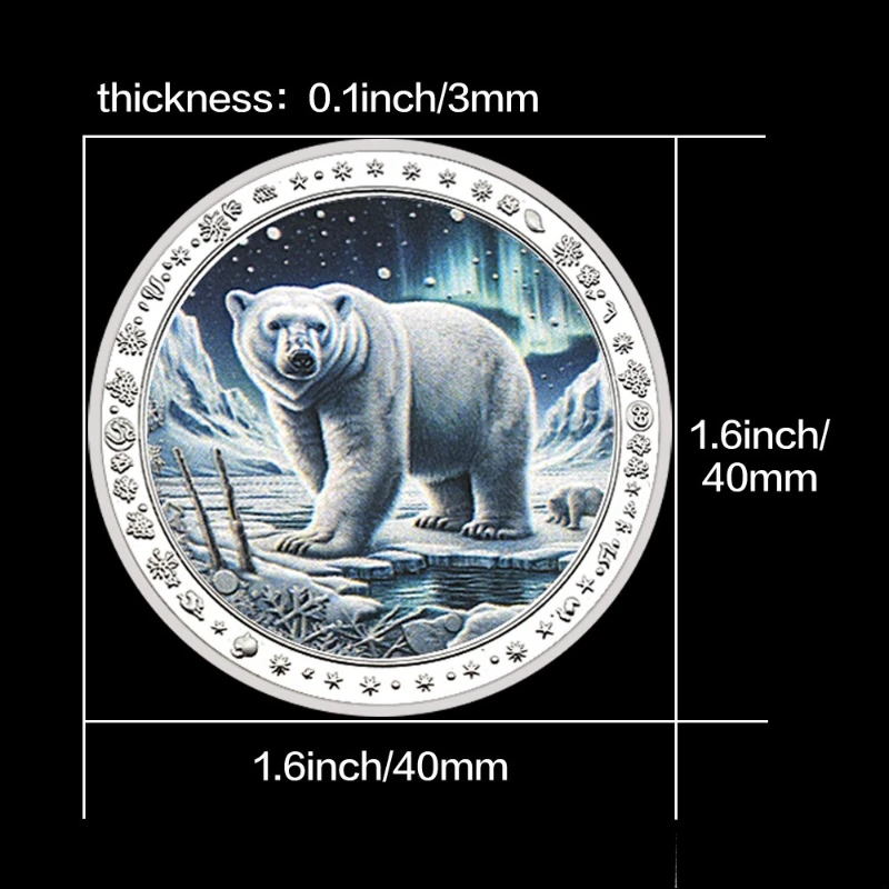 12 Styles of Polar Bear Silver-Plated Commemorative Coins/Medals - Rare Animal Commemorative Badges