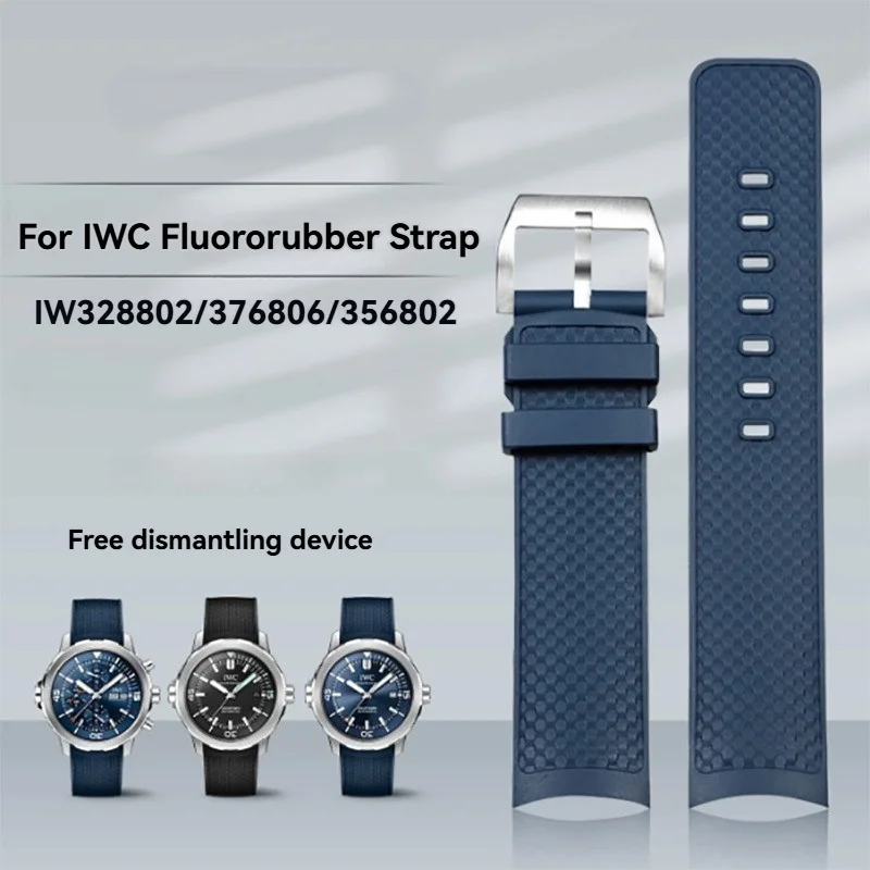 High Quality FKM Rubber Bracelet for IWC Ocean Watch Fluororubber Watchband IW328802/376806/356802 Series Quick Release Strap