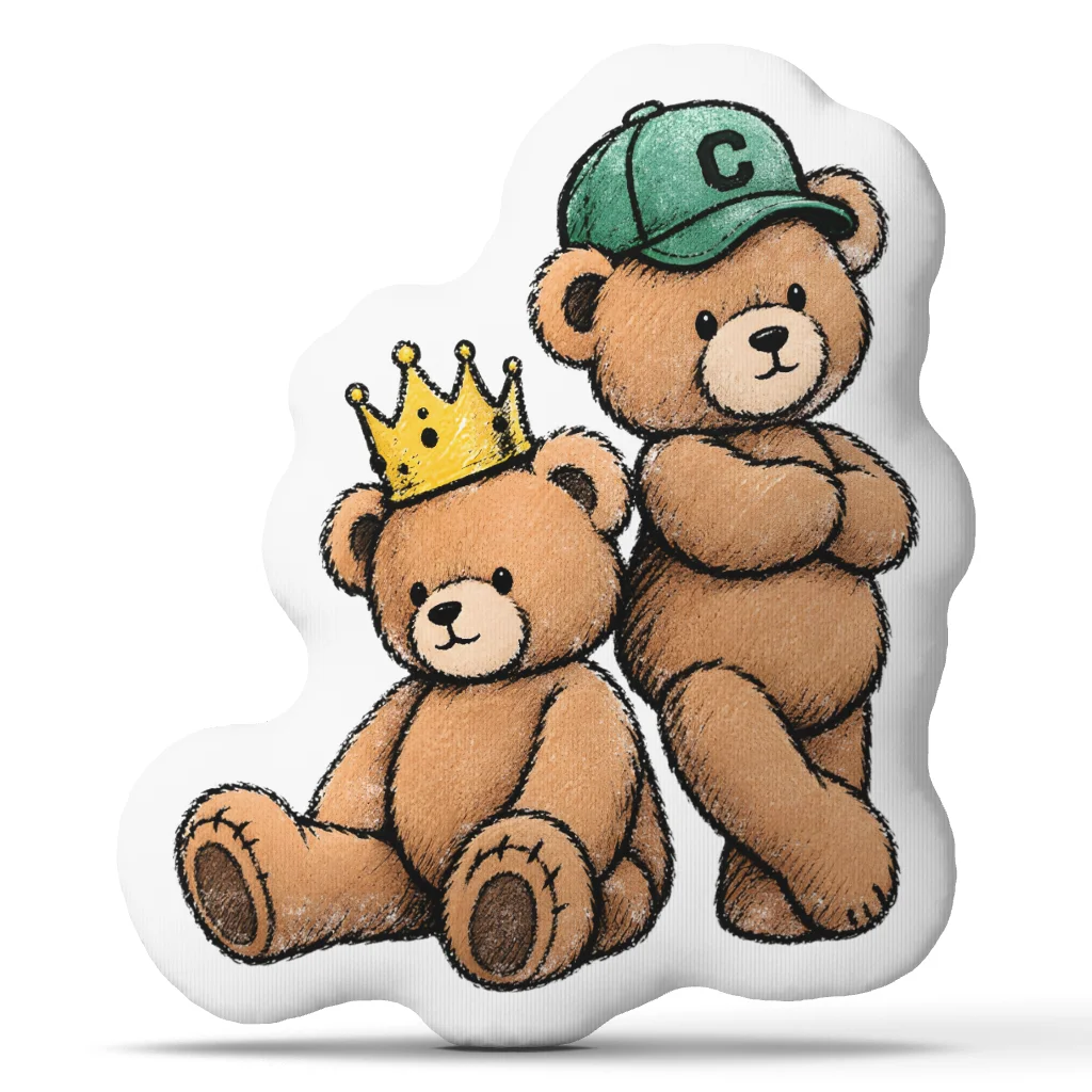 Bncmap Teddy Bear Couple Crown Royalty Cushion Irregular Stuffed Throw Pillow Home Decor Gift Sofa Bed