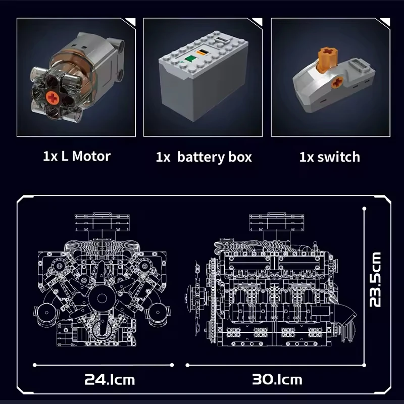 MOLD KING techniczny zmotoryzowany silnik czołgu V8 klocki do budowy MOC 10182 montaż cegły zabawki do montażu dla dzieci prezent na boże narodzenie