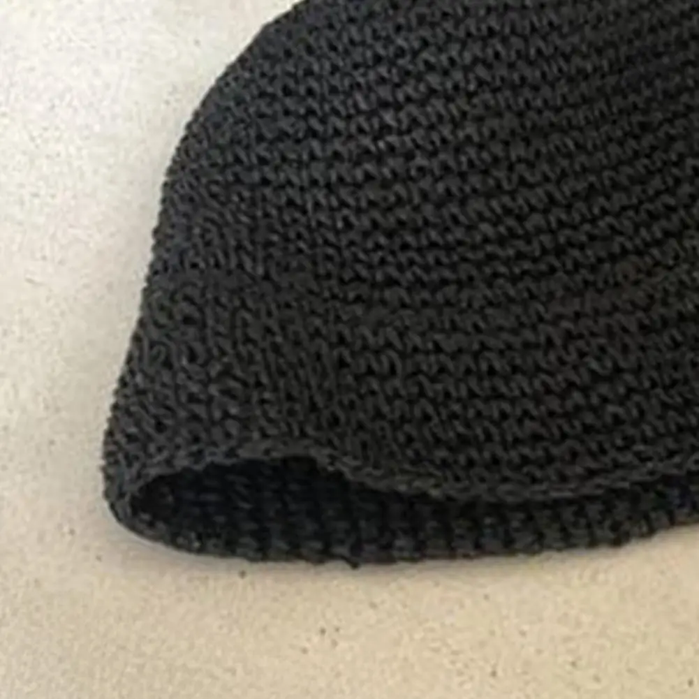 Soft Fabric Basin Hat Summer Basin Hat Breathable Knitted Straw Fisherman Hat Comfortable Short Brim Sun Protection Versatile