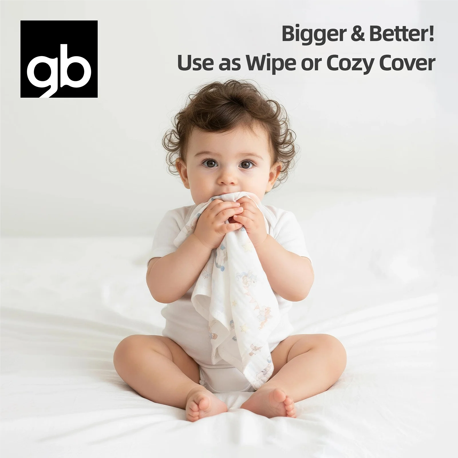 GB Toallitas de muselina ultrasuaves de 6 capas, altamente absorbentes y agradables para la piel, 30x30 cm (12 "x 12"), 3/5 piezas, perfectas para recién nacidos