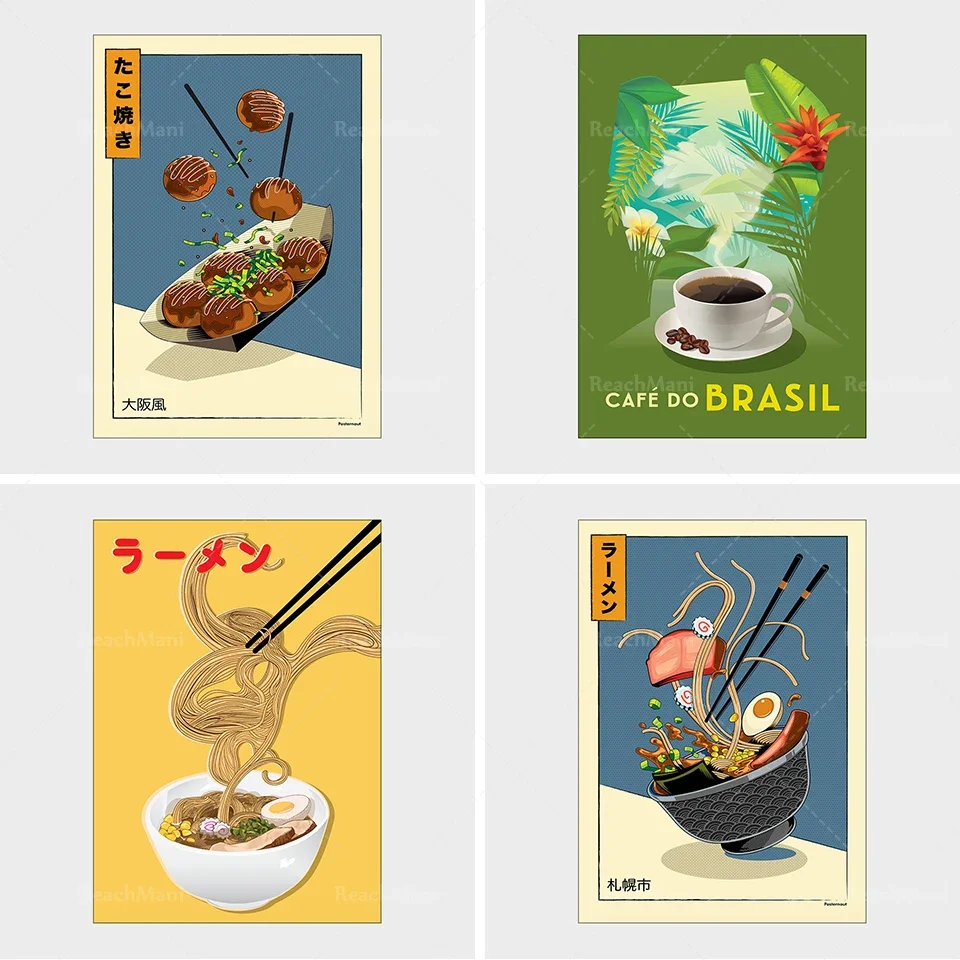 Ramen Ukiyo-e Art Print Food Theme Unframed Wall Decor Japanese Pop Culture Design Kitchen Or Dining Room Decoration