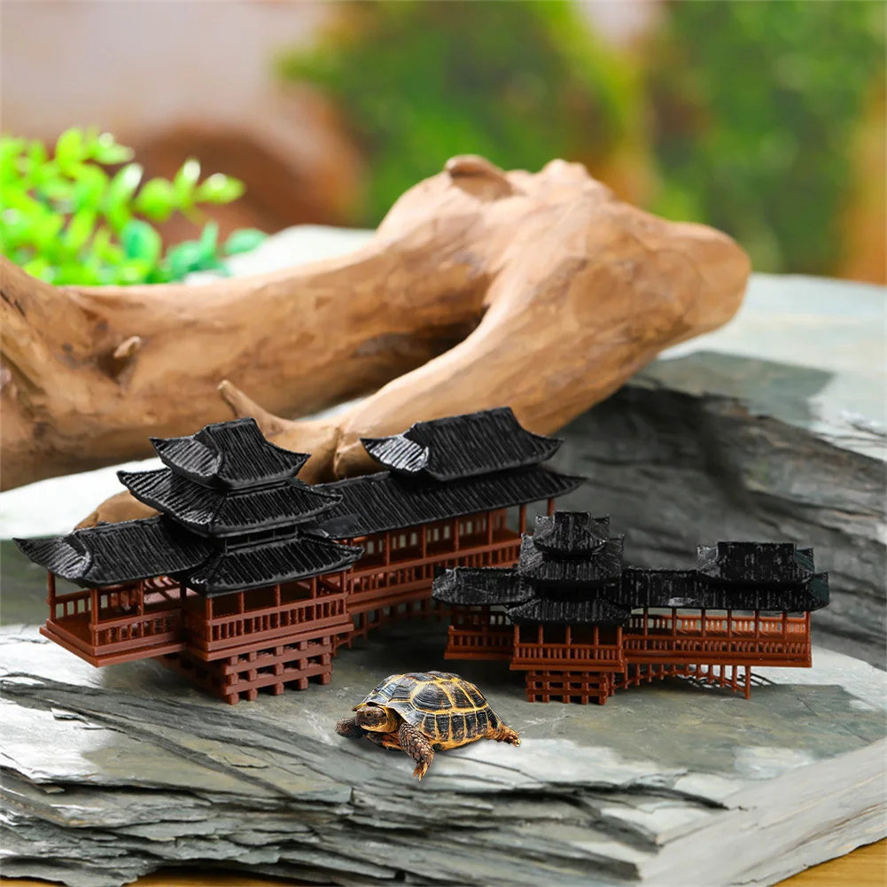 Covered Bridge Ornament Miniature Covered Bridge Model Simulated Small Antique Architectural Model Landscape Ornament For Bonsai