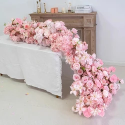 Wedding Backdrop Decor Couch Around Floor Floral Table Runner Centerpiece Flower Row Event Prop Window Display Artificial Flower