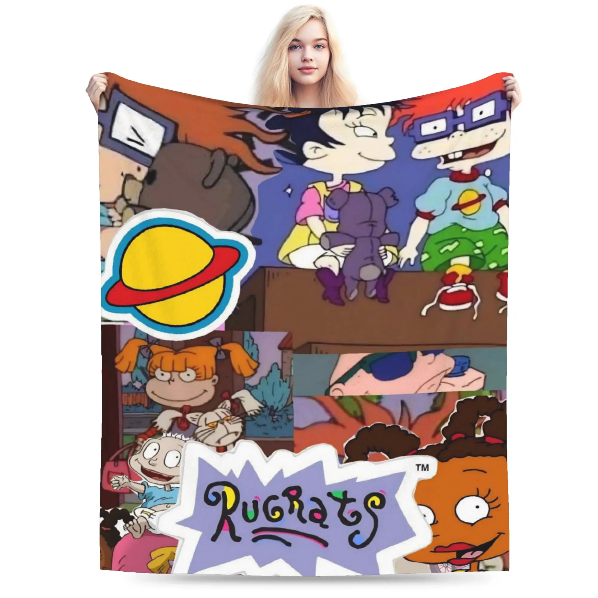 Cartoon R-Rugrats Throw Blanket for Couch  Soft Fuzzy Plush Blanket 50x60 Inch Multi-size Bedspreads for All Seasons