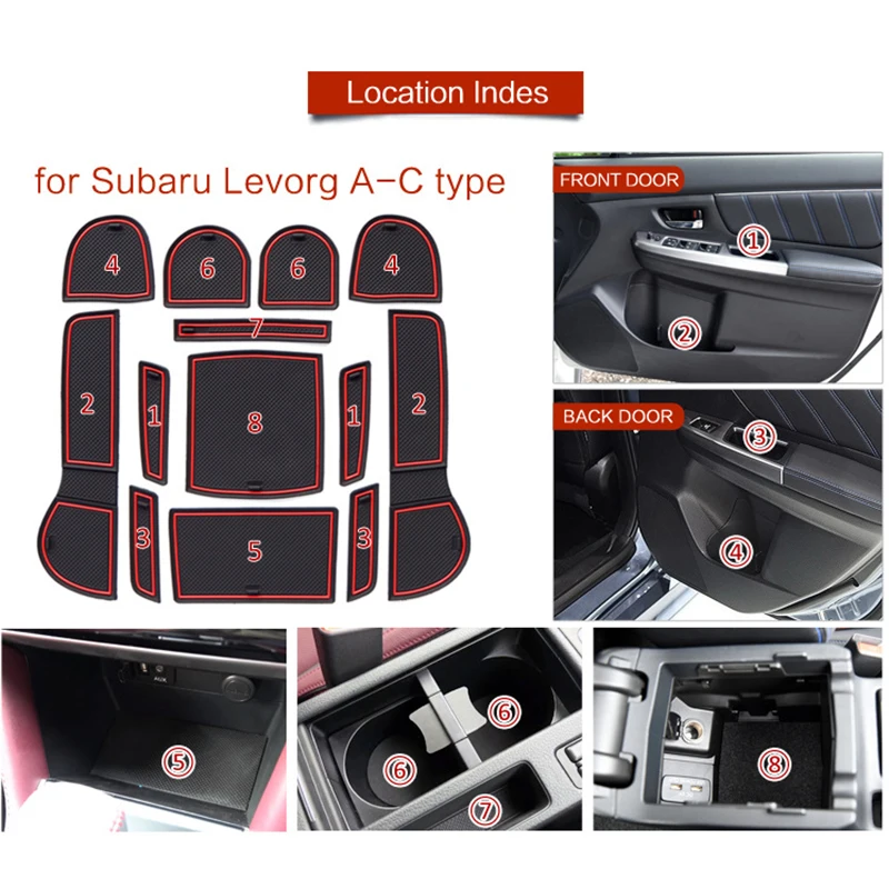 Anti-Slip Car Gate Slot Mat For SUBARU LEVORG 2016 - 2018 Non-Slip Door Groove Pad Rubber Coaster Auto Interior Accessories