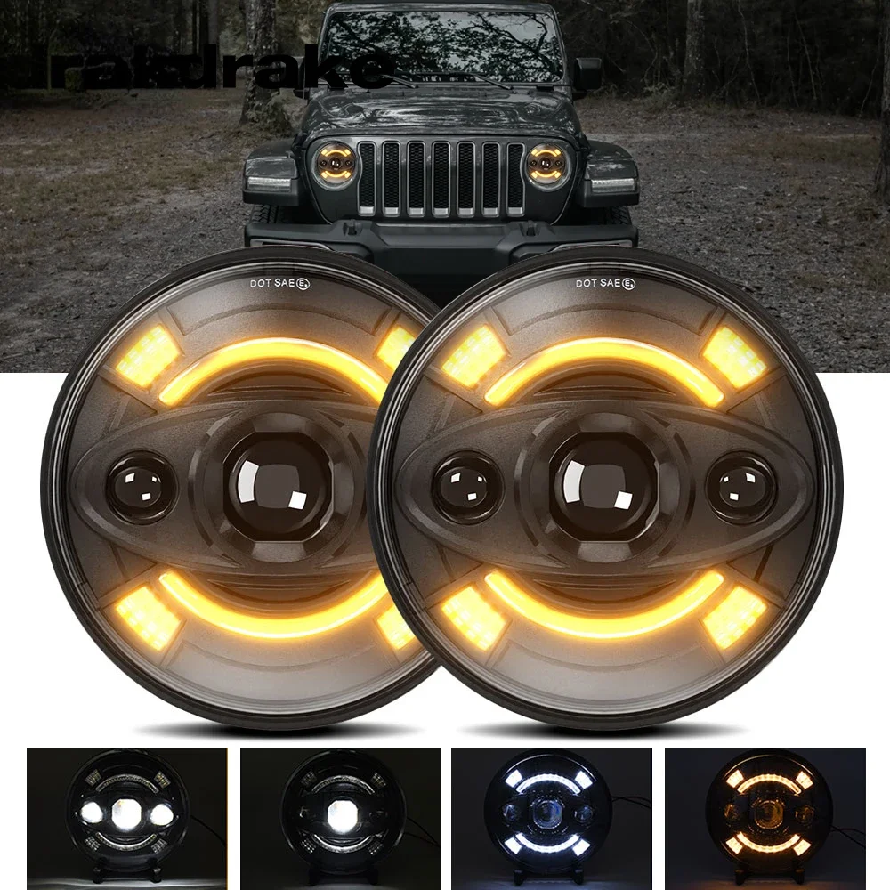 Firedrake R3 7-inch Wrangler Headlights Jeep Round Headlights Off-road Headlights H4 240W 140000LM 6000K 3000K 24v