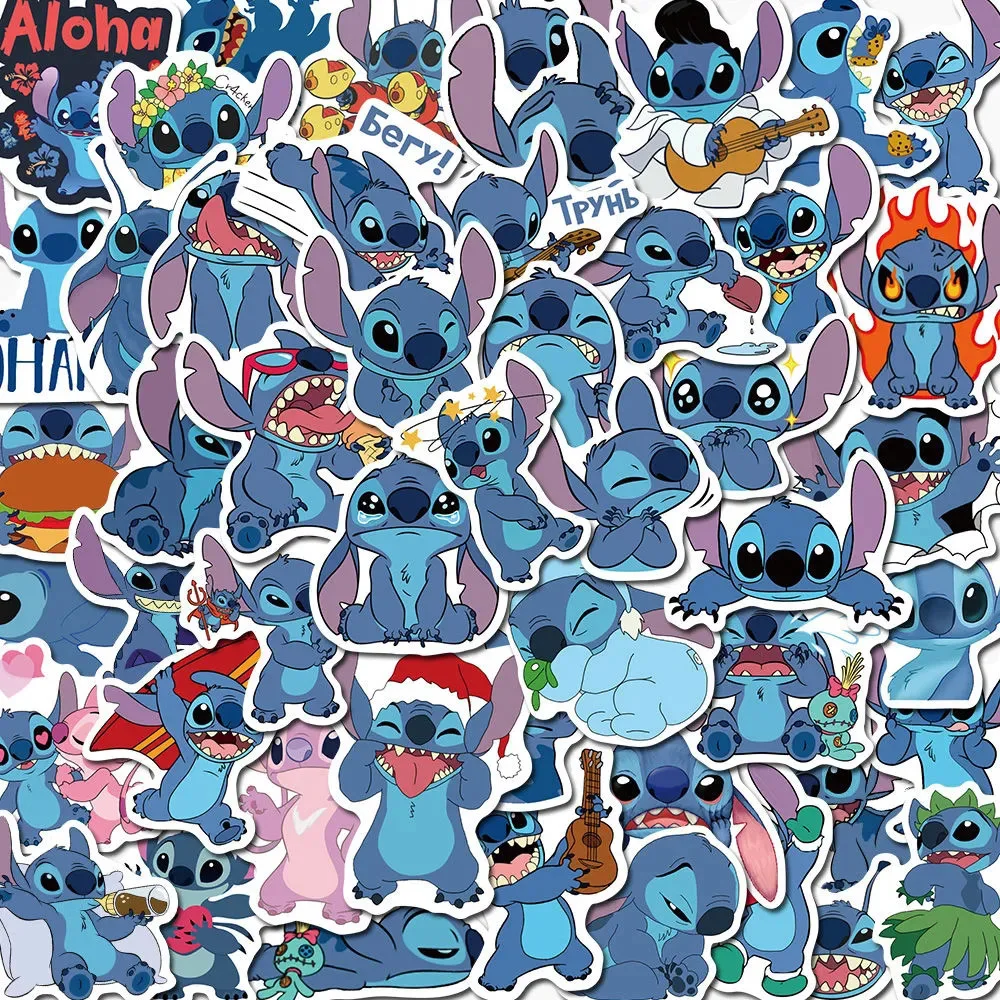 10/30/50pcs Kawaii Disney Anime Stitch Stickers Cute Cartoon Kids Sticker Toy DIY Phone Water Bottle Stationery Graffiti Decals