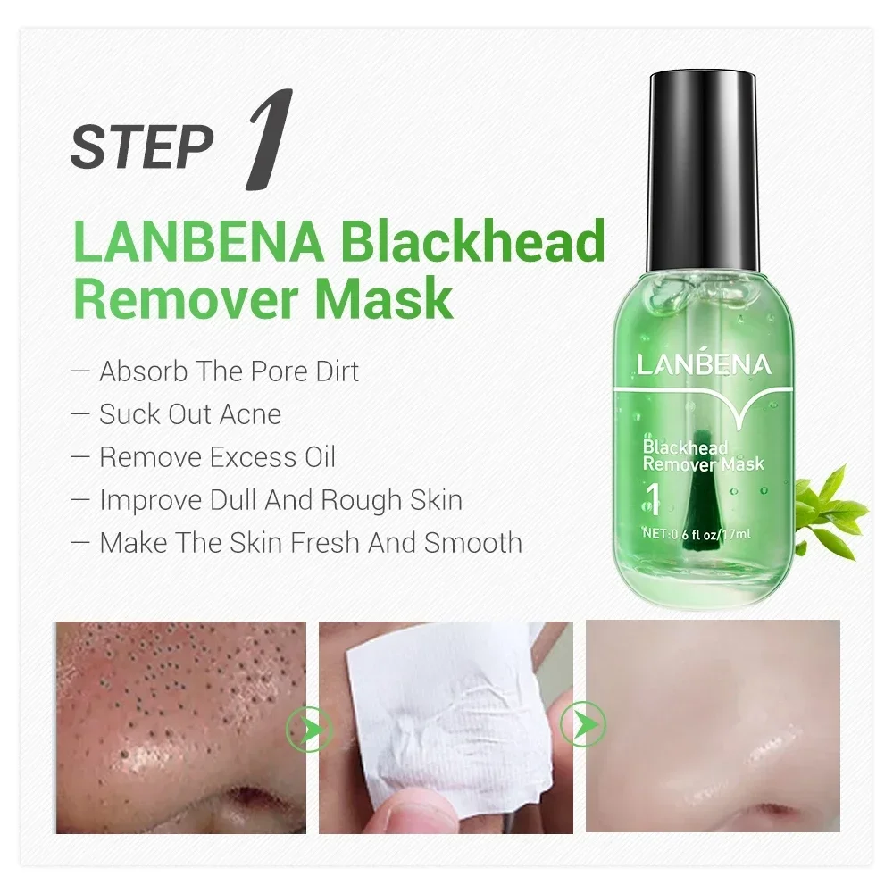 LANBENA Blackhead Remover Mask + Shrinks Pore Serum (Step 1+Step 2) Facial Acne Treatment 17ml view 3