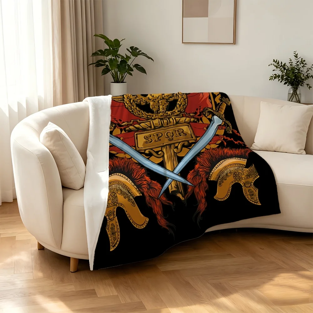 Luxury Roman Empire Gladiator SPQR Warrior Theme Blanket Throw Large Decor 150x200cm Vintage Bedding