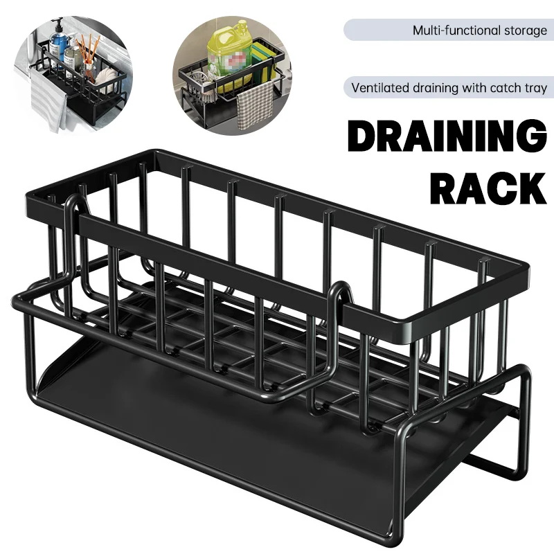 

Self-draining Sink Shelf ABS Kitchen Sink Drain Rack Soap Storage Rack Multipose Kitchen Sink Counter Dish Towel Organizer Rack