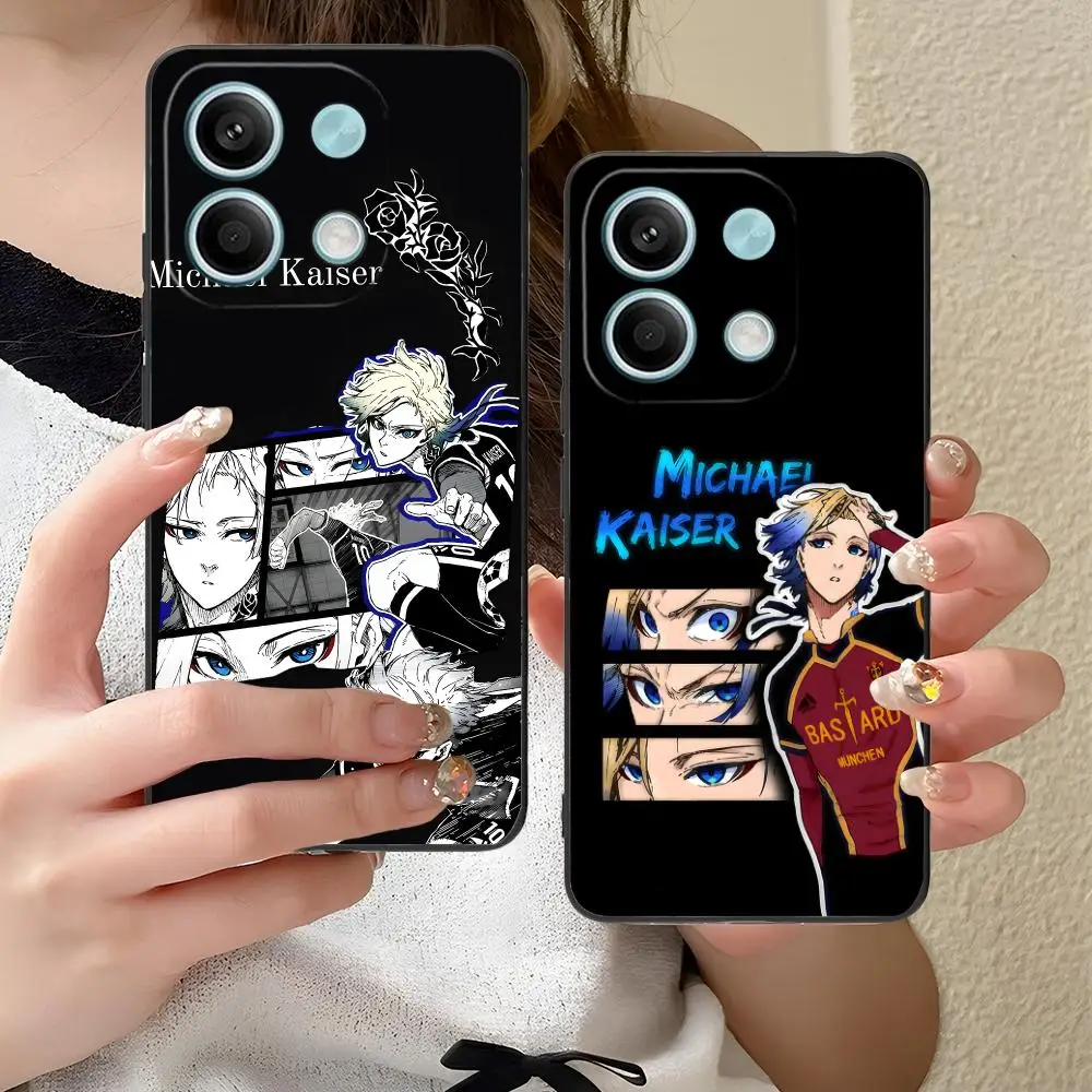 Capa de telefone michael kaiser com bloqueio azul para xiaomi redmi note 14 13 12 11 a5 3 2 1 pro plus 4g 5g impressão colorida capa de smartphone