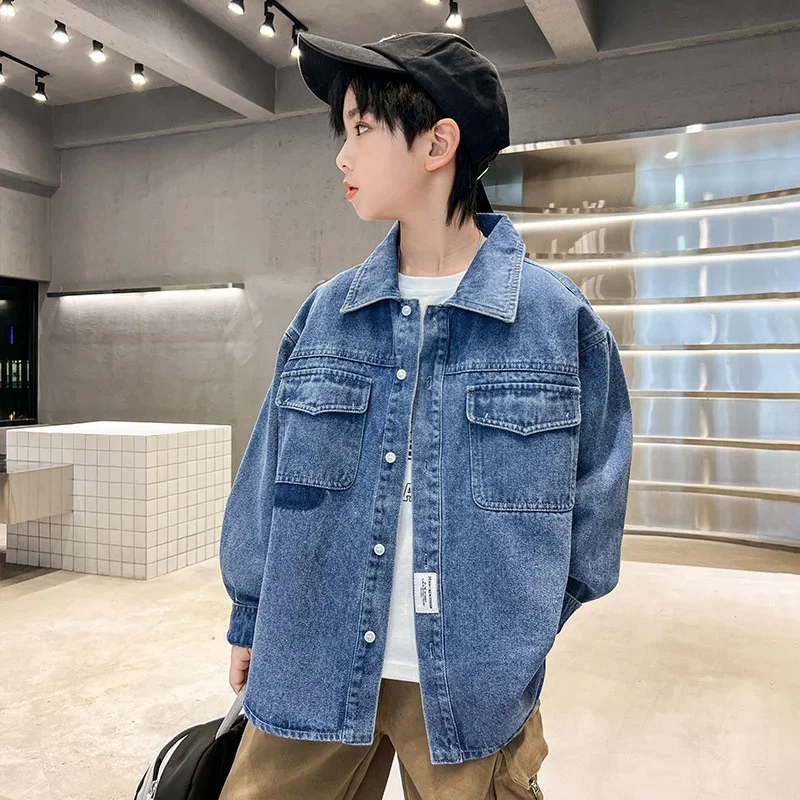 Boys Coat Jacket Cotton Outerwear Overcoat 2023 Loose Jean Spring Autumn High  Quality Children's Warm Clothing