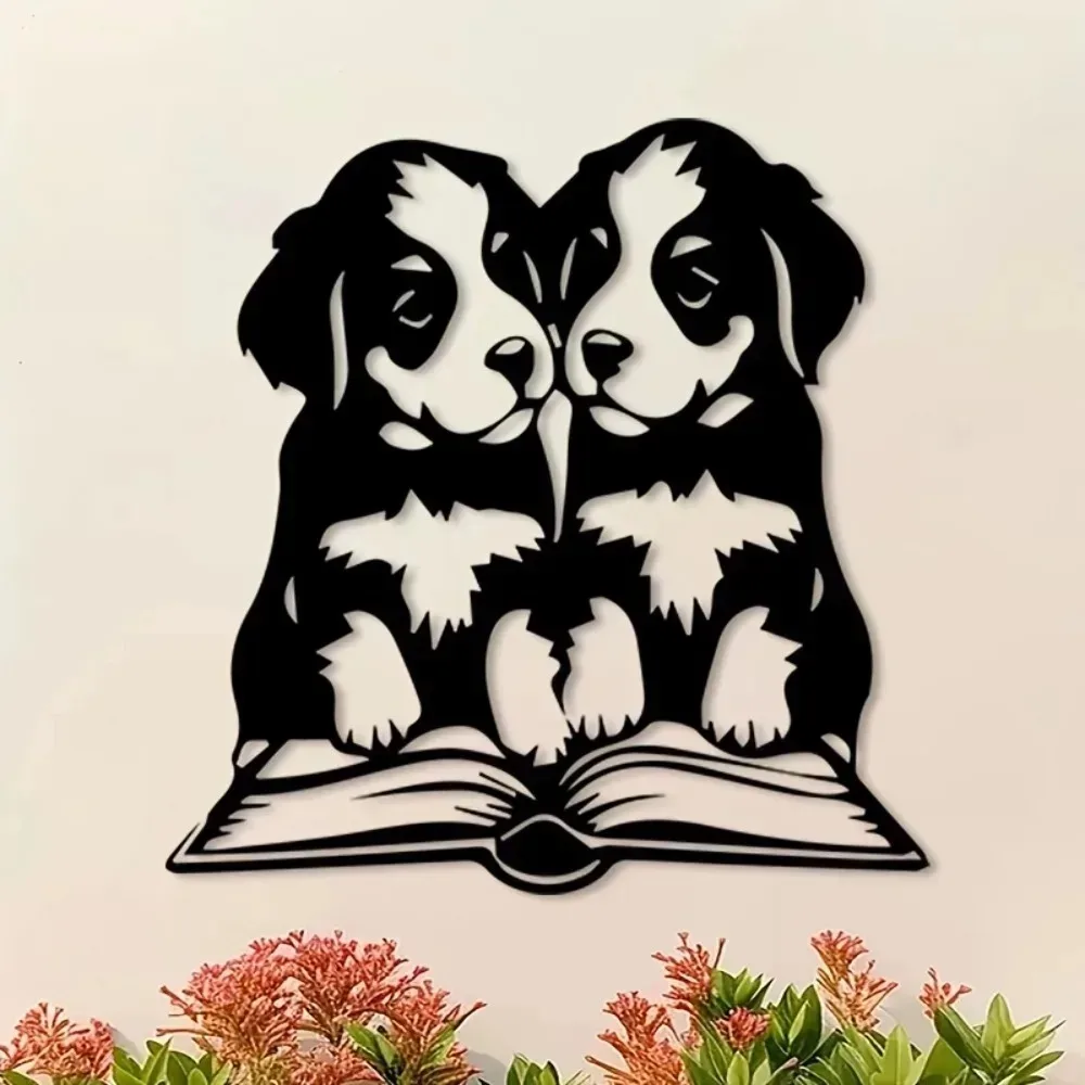 CIFBUY Bernese Puppy Metal Wall Art Iron Sculpture Mural Plaque For Cute Dog Home Decor