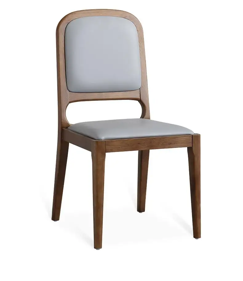 Hot Selling Modern Minimalist Backrest wood chair for Restaurant Solid Wood Leather Dining Wooden Dining Chair